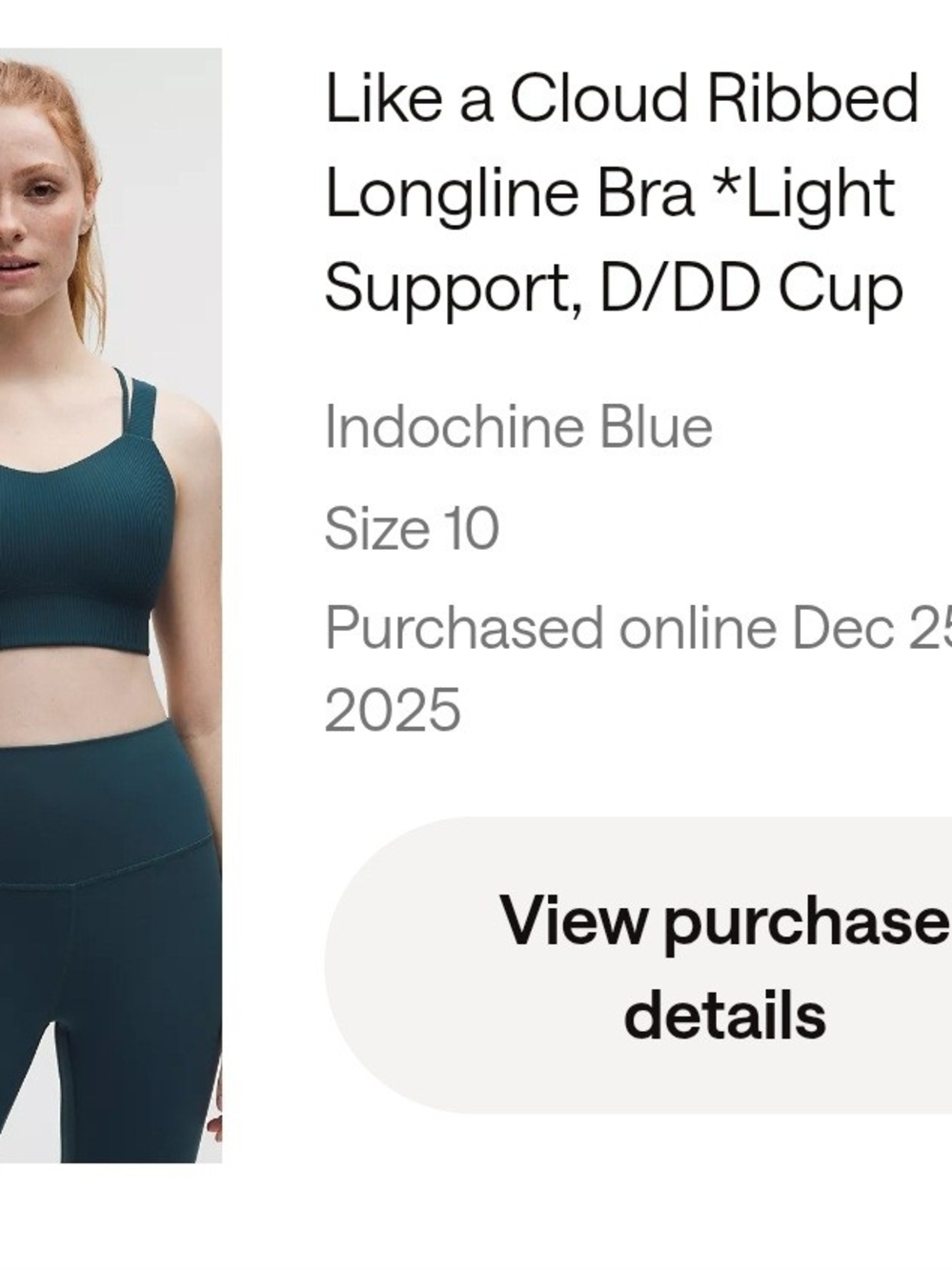 Like a Cloud Ribbed Longline Bra - Indochine Blue